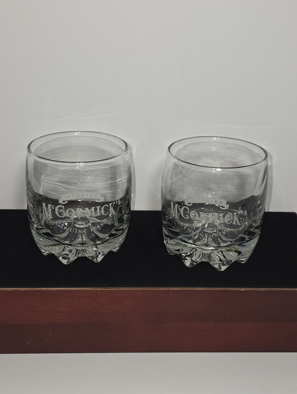 Set of 2 Vintage McCormick's Imported Irish Whiskey Rocks Glasses Bubble Base - Picture 2 of 9